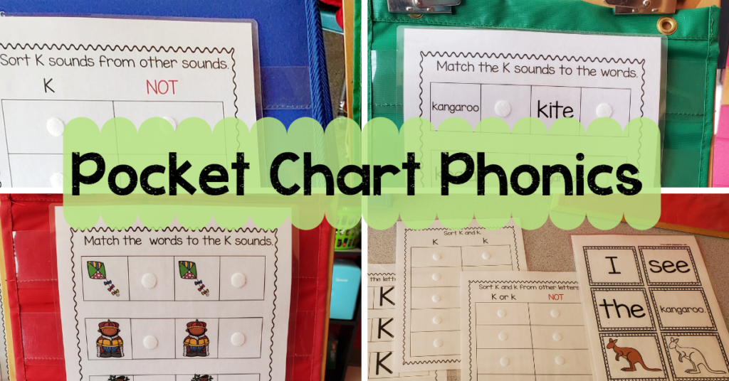 Pocket chart phonics activitie such as sound sorts and mixed up sentences