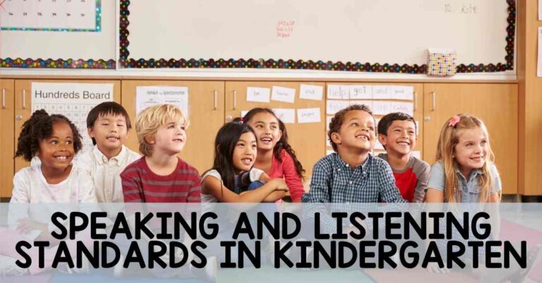 Speaking and Listening Standards in Kindergarten with a group of students at the carpet
