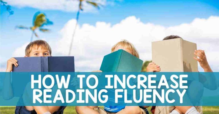 Three kids reading outside with the title how to increase reading fluency
