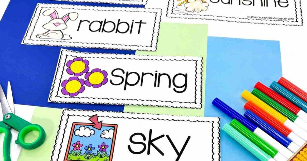 Spring themed word wall cards that can be displayed while teaching that theme and then put on binder rings for grab and go writing centers.