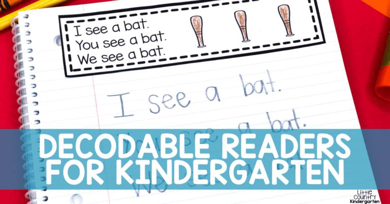 Decodable readers for kindergarten using fluency strips or printable handouts. This strip features three pictures students color every time they practice reading the decodable passage.