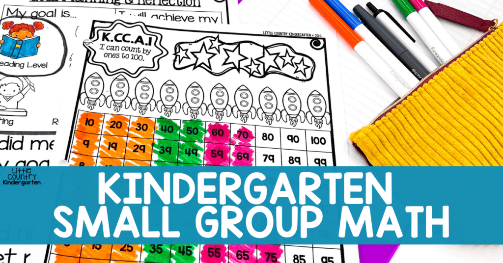 Kindergarten small group math is where data binders are updated such as the counting and goal setting sheets in this picture.