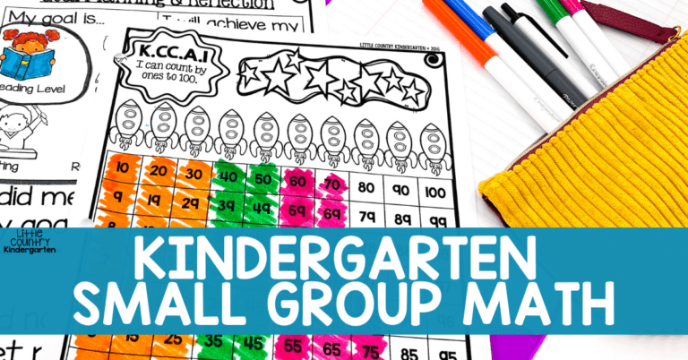 Kindergarten small group math with a math data sheet